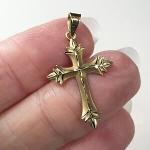 Solid 14K Gold MA Michael Anthony 1.21in Religious Christian Cross Pendant .96g